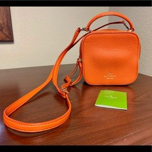 NEW!! Kate Spade NY Orange Dbl Zip Crsbdy Box Bag
